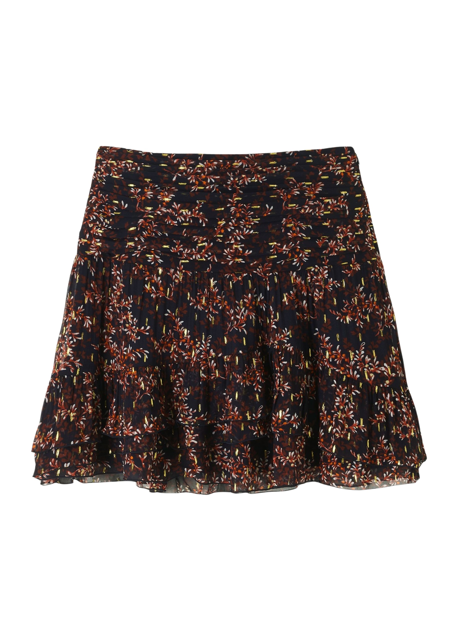 Me and Em Shadow Berry Print Metallic Mini Skirt