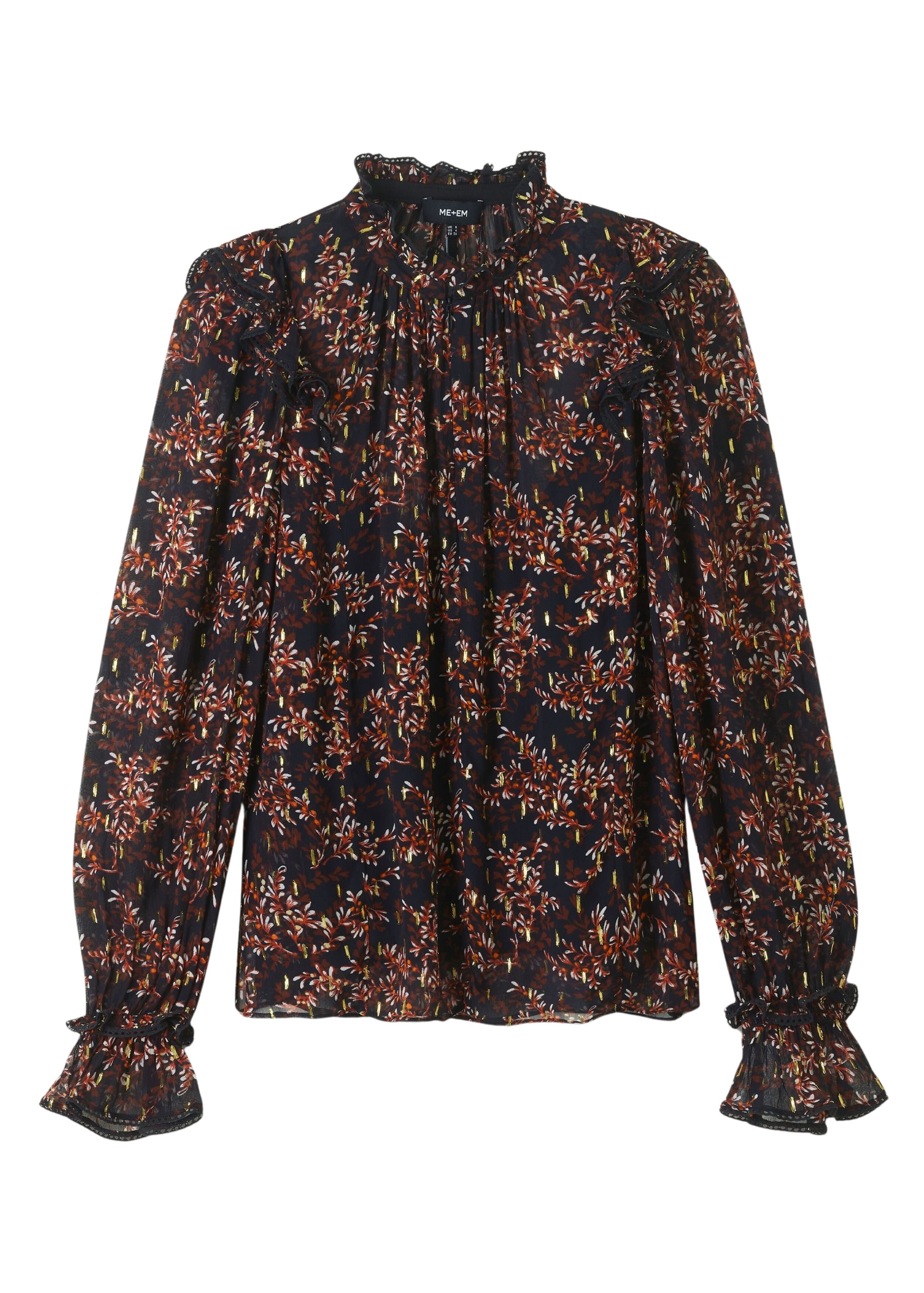 Me and Em Shadow Berry Print Metallic Top + Cami