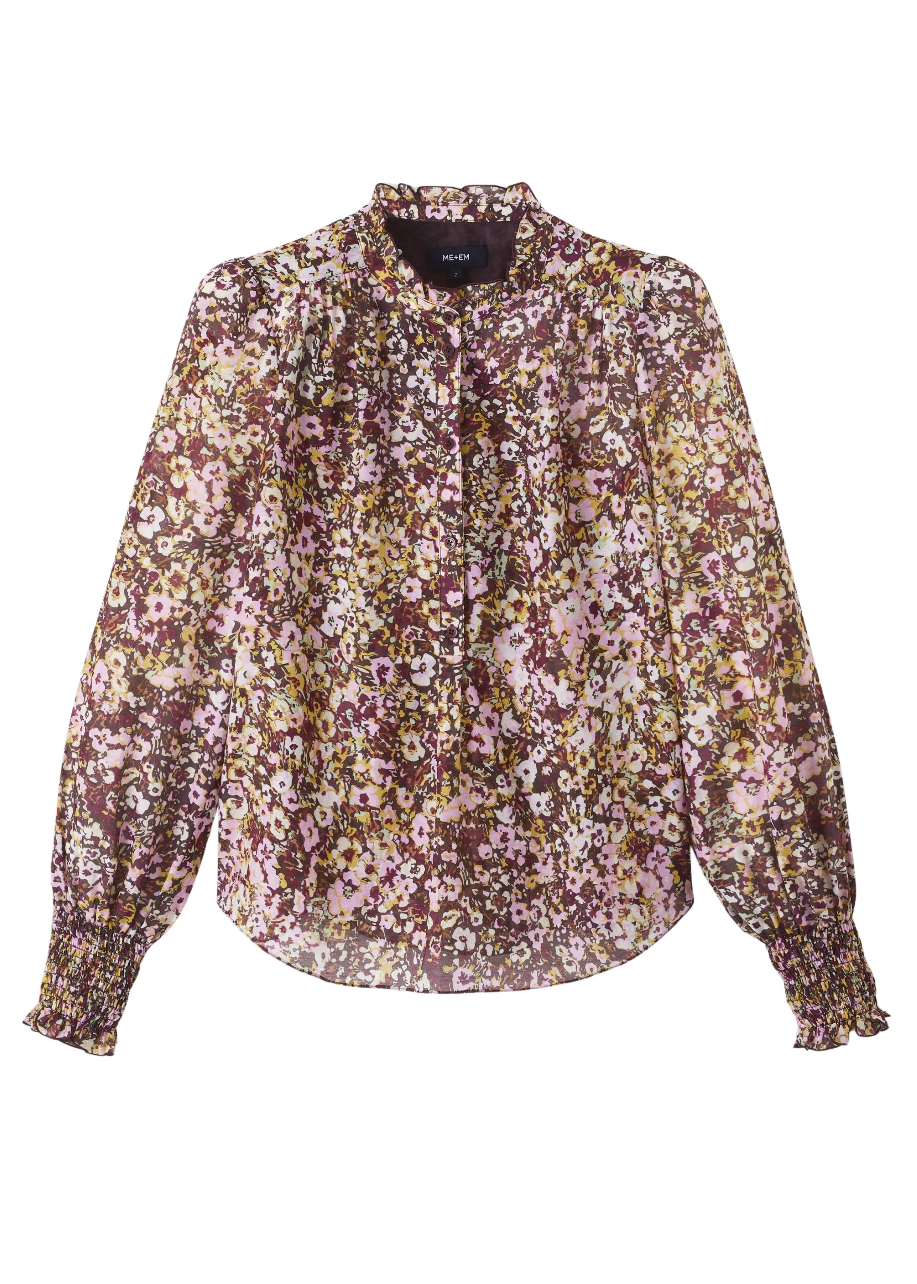 Me and Em Silk Cotton Hand-Painted Floral Print Blouse