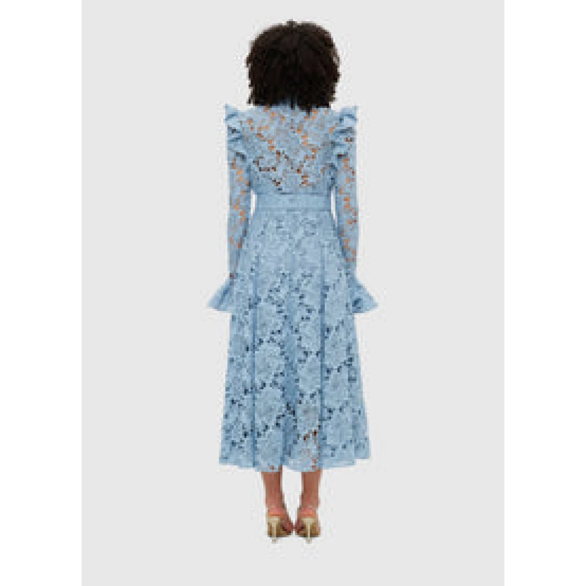 Aliyah Lace Butterfly Sleeve Midi Dress - Powder Blue