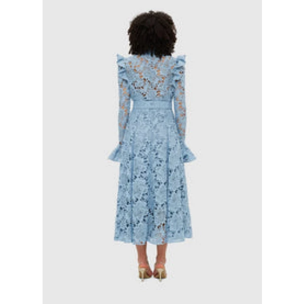 Aliyah Lace Butterfly Sleeve Midi Dress - Powder Blue