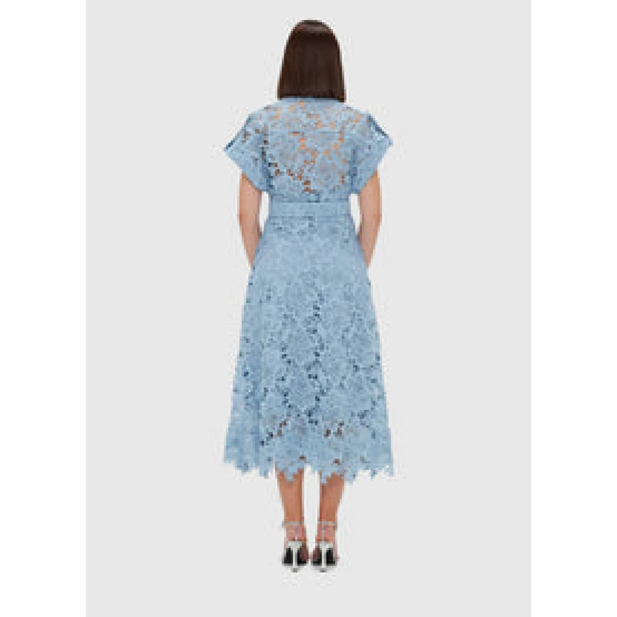 Audrey Lace Pocket Shirt Midi Dress - Powder Blue