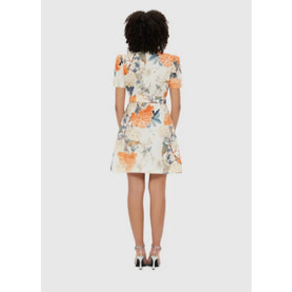 Bronte Mini Dress - Hydrangea Print in Vanilla