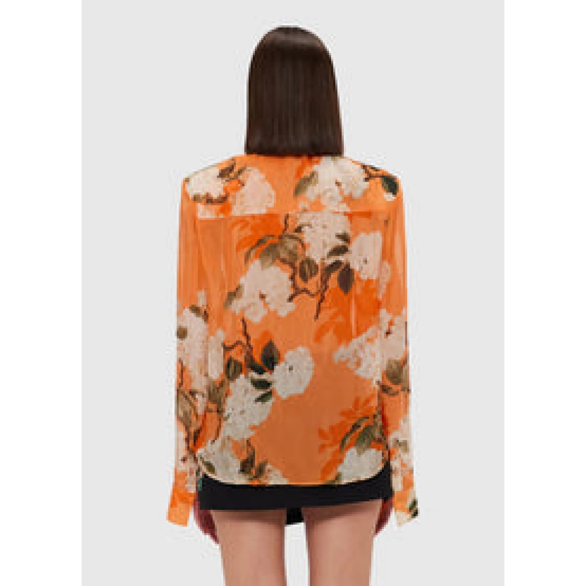 Della Blouse - Hydrangea Print in Tangerine