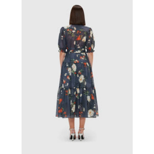 Ellie Bishop Sleeve Midi Dress - Pear Blossom Print