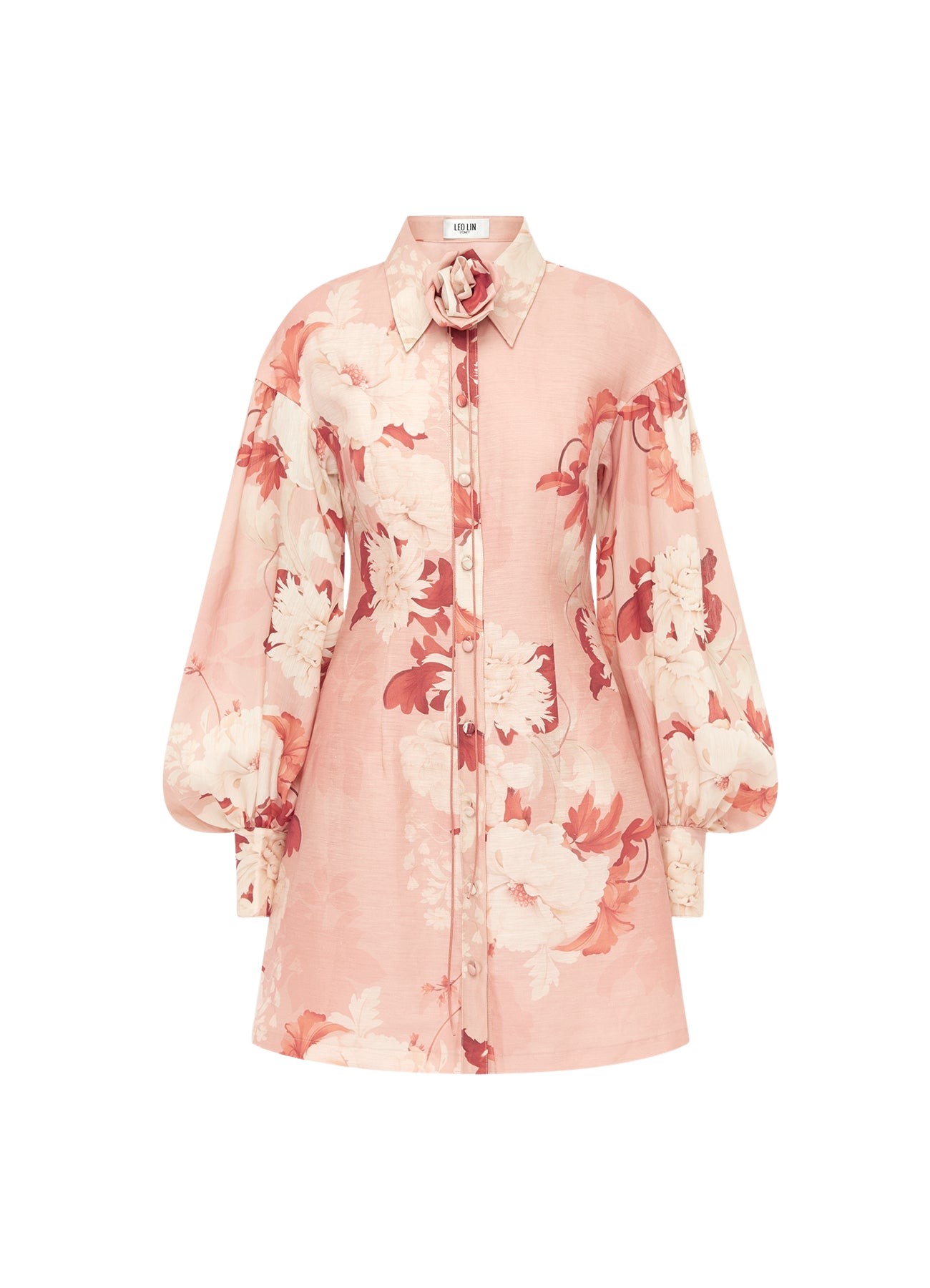 Leo Lin Juliana Shirt Mini Dress – Peony Print