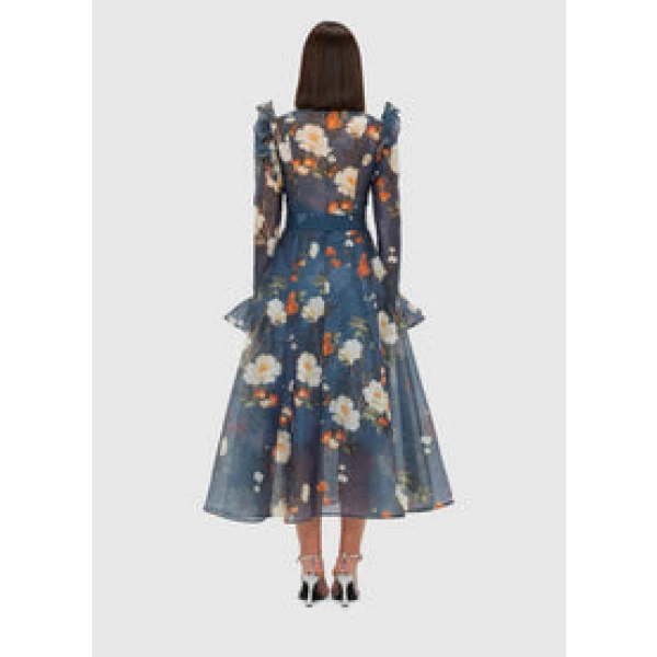 Katrina Butterfly Sleeve Midi Dress - Pear Blossom Print