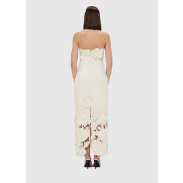 Rayna Appliqué Bustier Maxi Dress - Vanilla