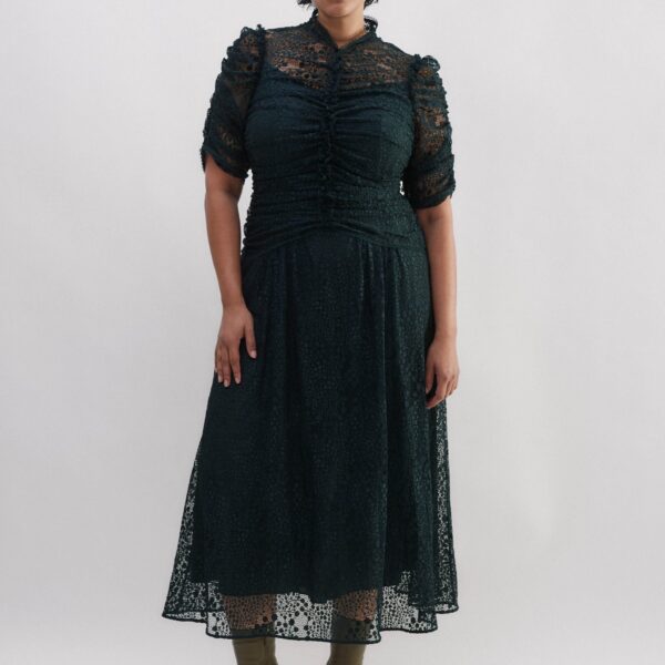 Botanical Lace Ruched Maxi Dress - Image 5