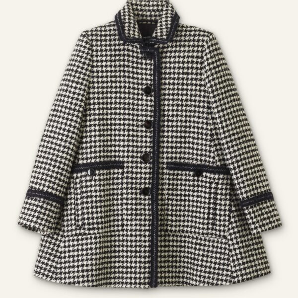 Bouclé Houndstooth Swing Coat - Image 6