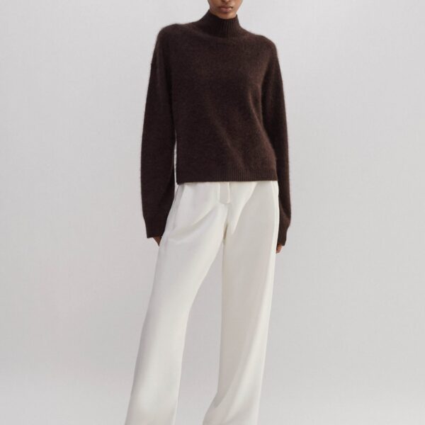 Brushed Cashmere Relaxed High Neck Sweater - Image 5