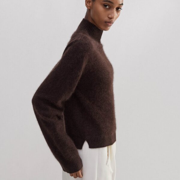 Brushed Cashmere Relaxed High Neck Sweater - Image 6