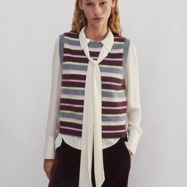 Brushed Cashmere Stripe Sweater Vest - Image 5