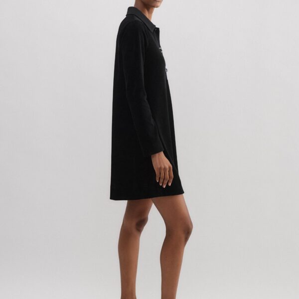 Crystal Button Cord Velour A-Line Dress - Image 5