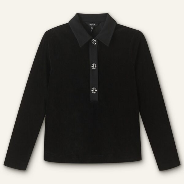 Crystal Button Cord Velour Swing Top - Image 6