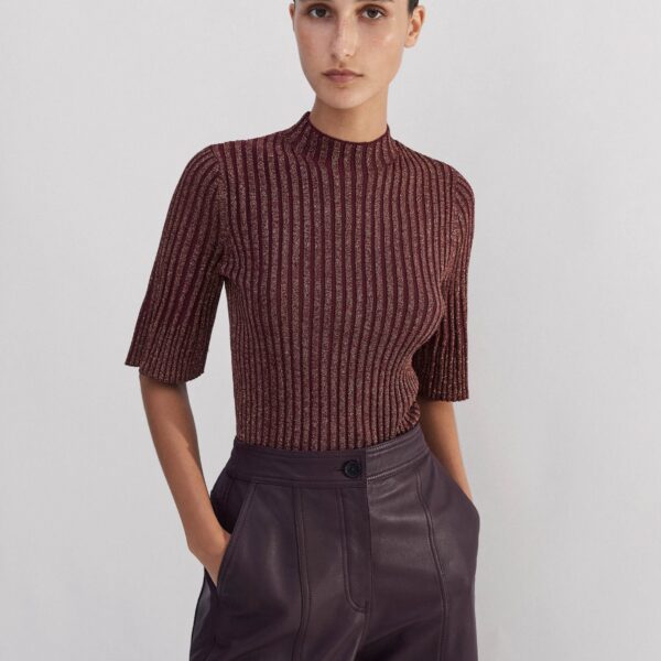 Fashioned Rib Metallic Knit Top - Image 5