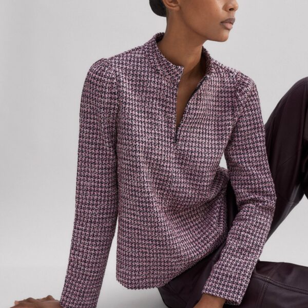 Houndstooth Tweed High Neck Top - Image 6