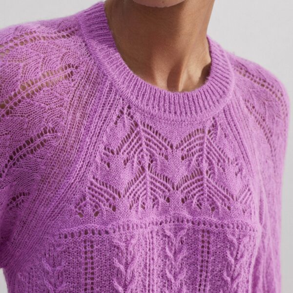Lace Stitch Blouson Sleeve Sweater - Image 6