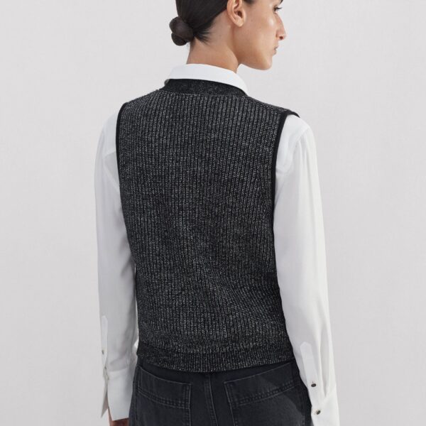 Metallic Button Detail Sweater Vest - Image 5