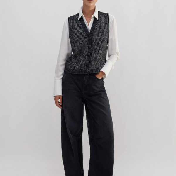 Metallic Button Detail Sweater Vest - Image 6