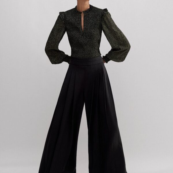 Metallic Crinkle Smocked Blouse - Image 5