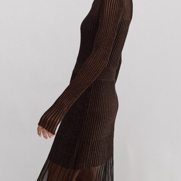 Metallic Pointelle Knit Maxi Dress - Image 5