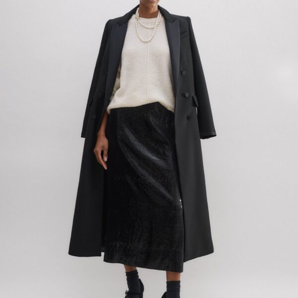 Silk-Blend Velvet Sequin Midi Pencil Skirt - Image 5