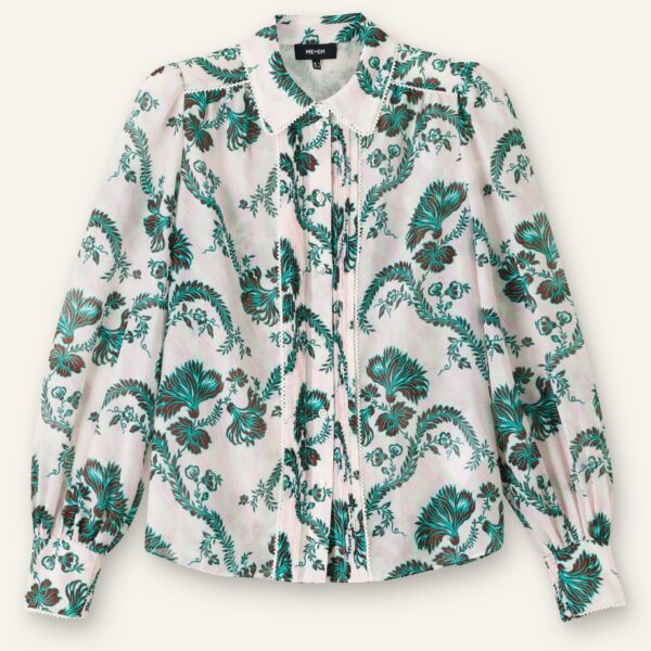 Silk Cotton Midnight Floral Print Blouse - Image 6