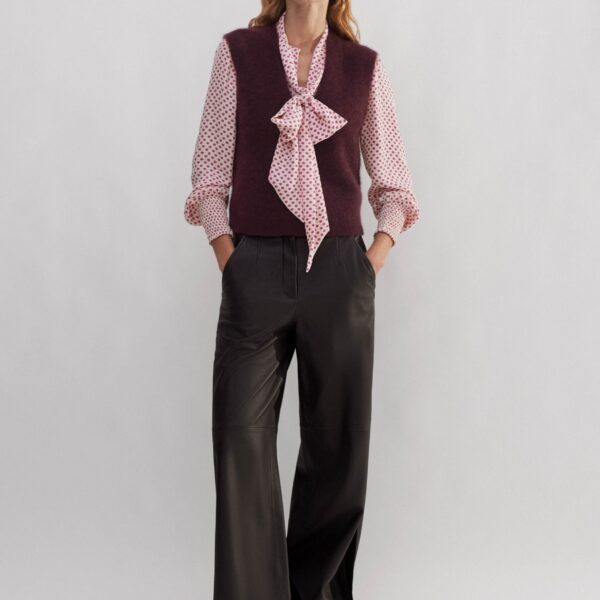 Silk Daisy Polka Dot Print Pussybow Blouse - Image 5