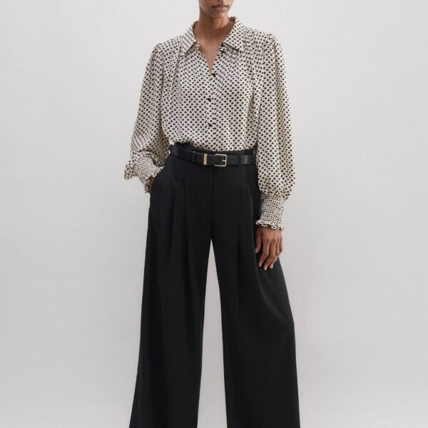 Silk Daisy Polka Dot Print Swing Blouse - Image 6