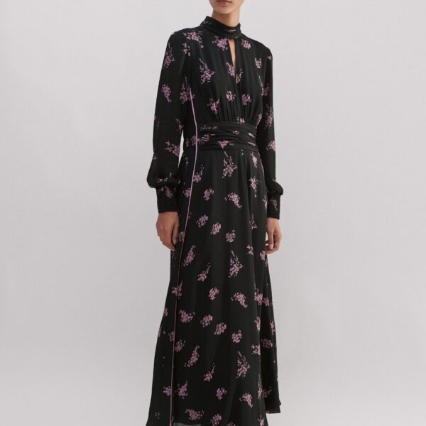 Silk Scattered Floral Print Maxi Dress - Image 5