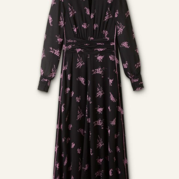 Silk Scattered Floral Print Maxi Dress - Image 6