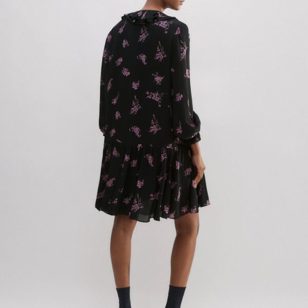 Silk Scattered Floral Print Short Dress - Image 6
