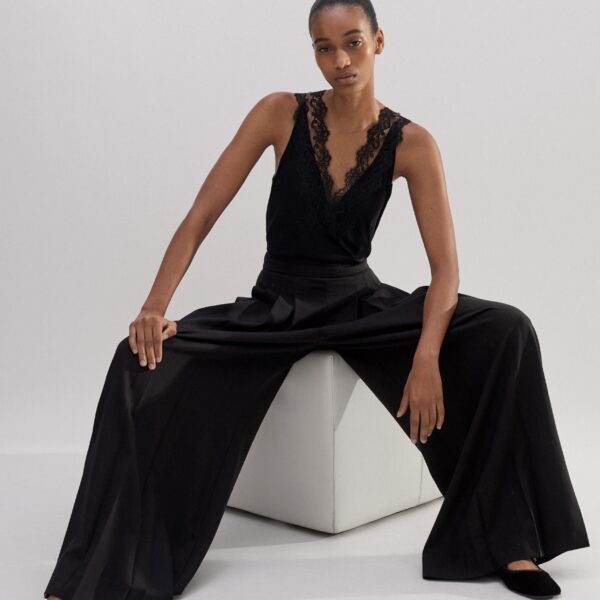 V-Neck Lace Trim Swing Vest - Image 5