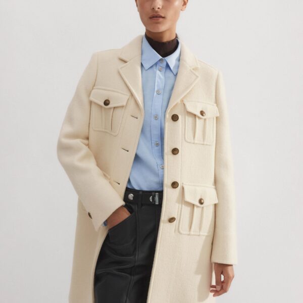 Wool-Blend Military A-Line Coat - Image 5