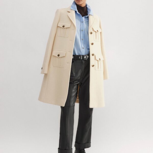 Wool-Blend Military A-Line Coat - Image 6