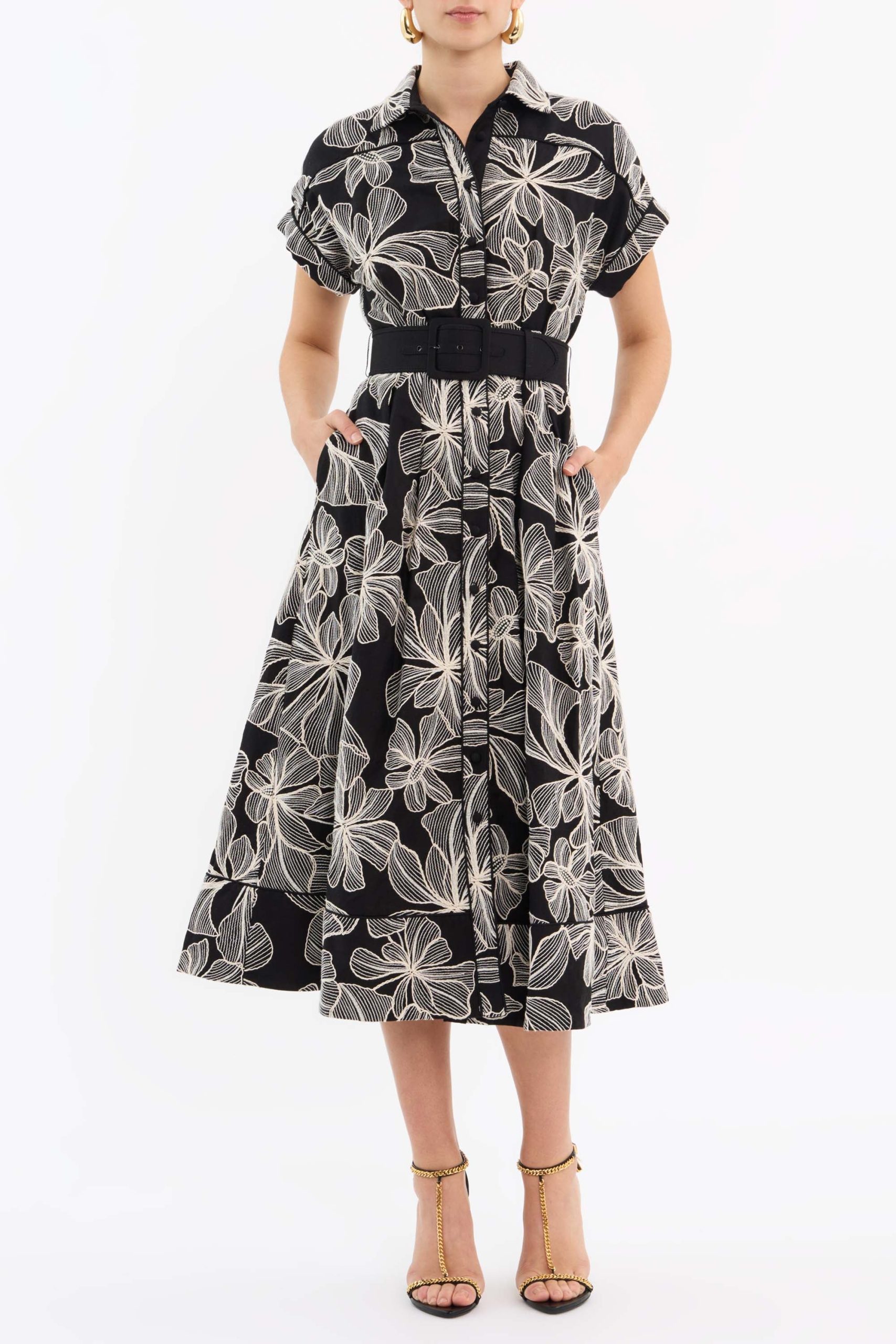 【REBECCA VALLANCE】AMIRA SHORT SLEEVE リネンシャツドレス Rebecca Vallance Black Dresses | Designer Collection | Coveti