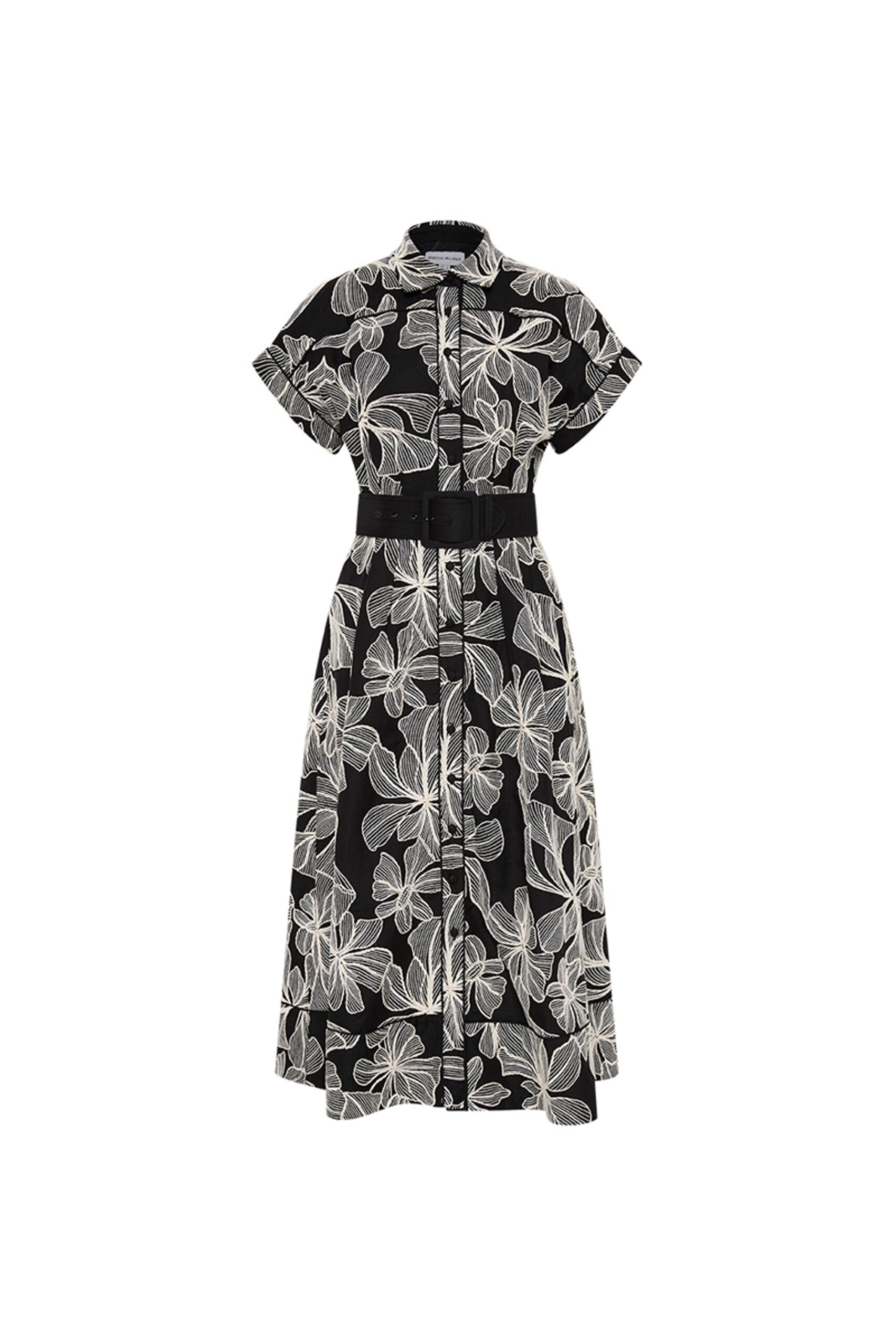 【REBECCA VALLANCE】AMIRA SHORT SLEEVE リネンシャツドレス Rebecca Vallance Black Dresses | Designer Collection | Coveti