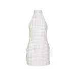 Beaded Halterneck Dress White