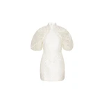 Lace Plissé Mini Dress White