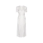 Satin V-Neck Midi Dress White