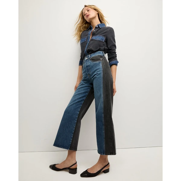 Taylor Two-Tone Cropped Wide-Leg Jean