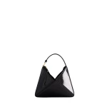 Mlouye Mini Flex Bag - Patent Black Bag a Architectural Leather Handbag in Black at Coveti Luxury