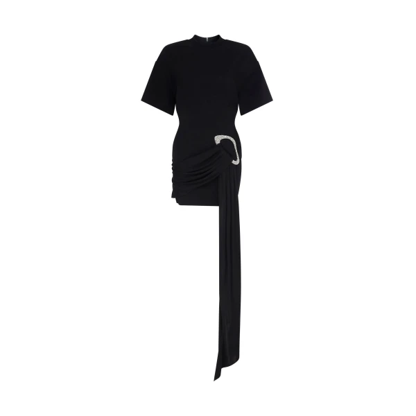 David Koma Crystal Buckle And Drape Detail Mini Dress