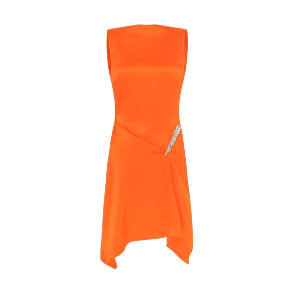 David Koma Crystal Claw Detail Sleeveless Dress In Orange