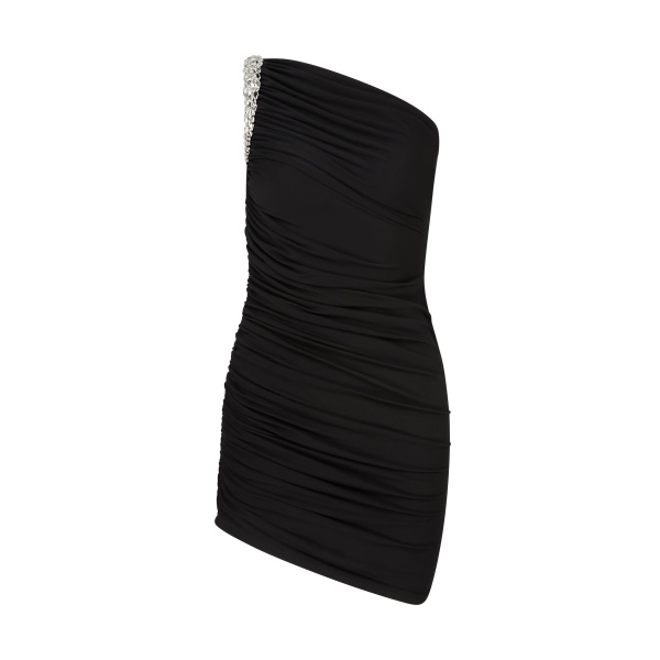 David Koma Crystal Claw Draped Mini Dress In Black