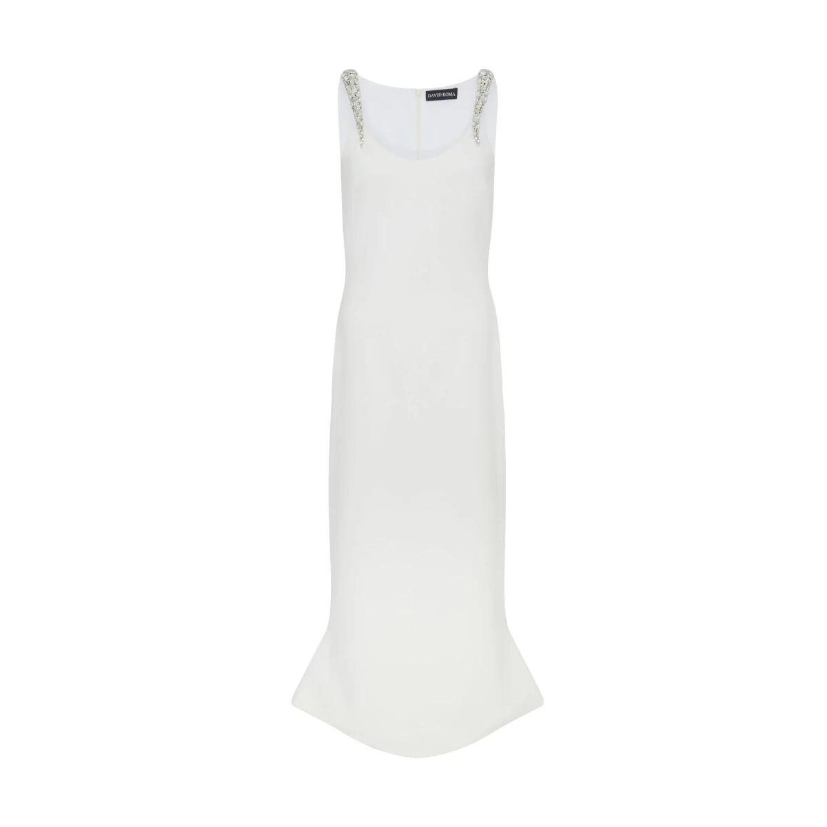 David Koma Crystal Claw Straps Midi Dress In White