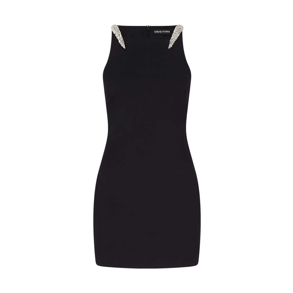 David Koma Crystal Claws And Square Neckline Mini Dress In Black