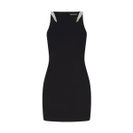 David Koma Crystal Claws And Square Neckline Mini Dress In Black