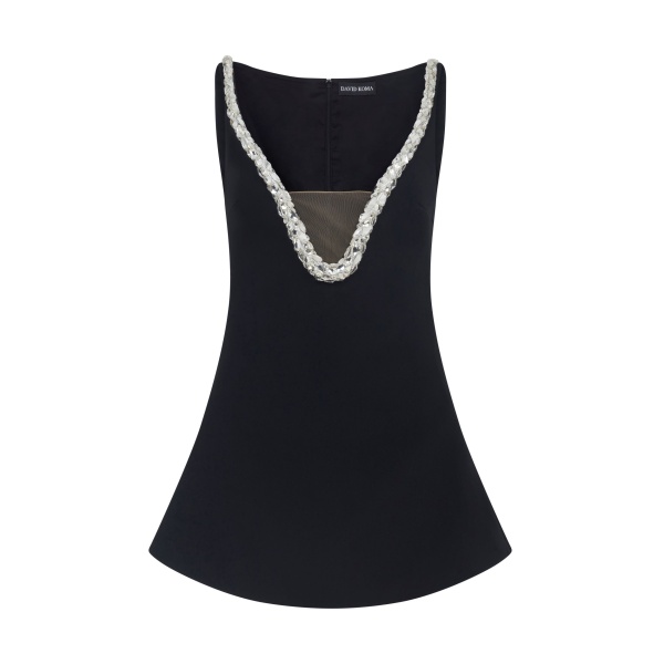 David Koma Crystal Embroidered Neckline Mini Dress